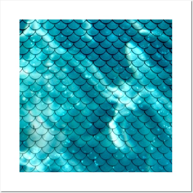 Mermaid Scale Aquatic Pattern Wall Art by AKdesign